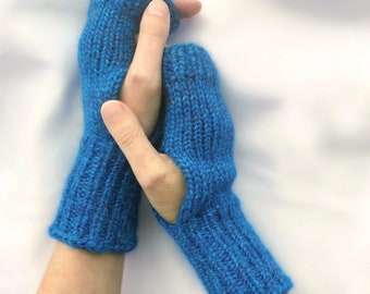 Fingerless gloves Knit Arm warmers for women Alpaca and merino wool half finger mittens Handmade gifts for her