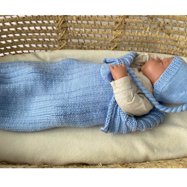 Gigoteuse nouveau-né Gigoteuse bébé cadeau femme enceinte bonnet en tricot cadeau nouvelle maman sac câlin tricoté en laine mérinos