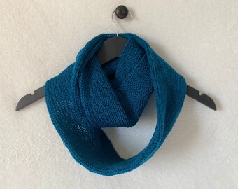 Teal infinity scarf Knitted snood Light mohair scarf Handmade woman accesories Best friend gift