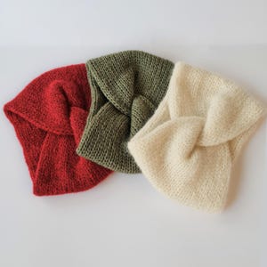 Winter headband for woman Knitted alpaca ear warmer for her Extra wide twisted head wrap Handmade gift for her image 4