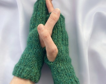 Knit Arm warmers for women Fingerless gloves for autumn outfit Alpaca wool wrist warmers Half finger mittens Handmade gifts for her