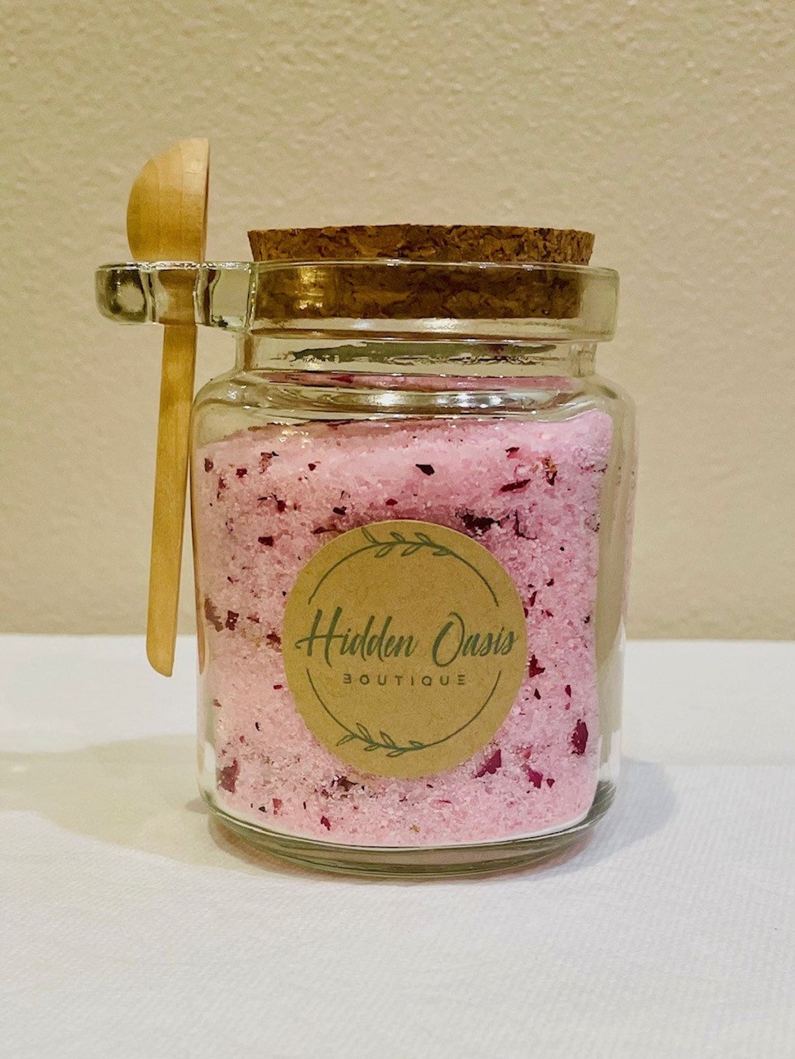 Rose Bath Salts With Dried Botanicals, Aromatherapy Salt Soaks