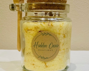 Jasmine Bath Salts With Dried Botanicals, Uplifting Aromatherapy Self Care, Bridal Shower Favors