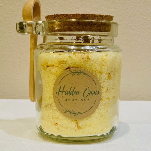 Jasmine Bath Salts With Dried Botanicals, Uplifting Aromatherapy Self Care, Bridal Shower Favors