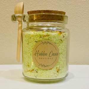 Stress Relief Bath Salts With Dried Botanicals, Relaxing Aromatherapy, Spa Bath Salt Gift for Her