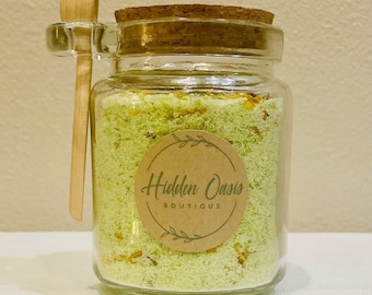 Stress Relief Bath Salts With Dried Botanicals, Relaxing Aromatherapy, Spa Bath Salt Gift for Her