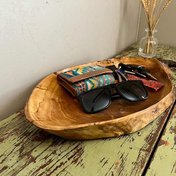 One-of-a-Kind Live Edge Walnut Accent Tray, Natural Wood Decorative Bowl, Rustic Luxury Home Decor, Handmade Mountain Centerpiece