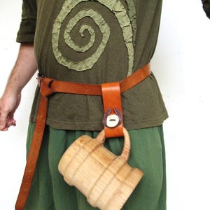 Mug holder Tankard strap for larp, renfaire, made from real leather