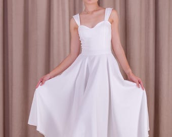 knee length dresses for ladies Sweetheart Neckline Mini Dress in White main image 0