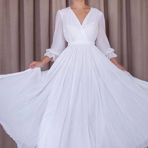 lantern sleeve chiffon dress Plus Surplice Neck Lantern Sleeves Chiffon Formal Mermaid Dress Curvepretty