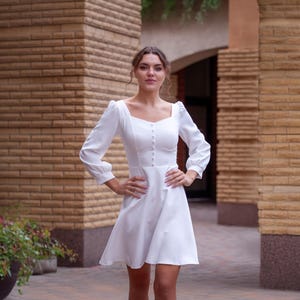 White Mini Dress: Modern Short Wedding Rehearsal Dress