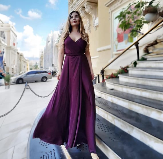 fitted lace wedding dress Mila Purple Lace Maxi Dress – Frock and Frill main image 0