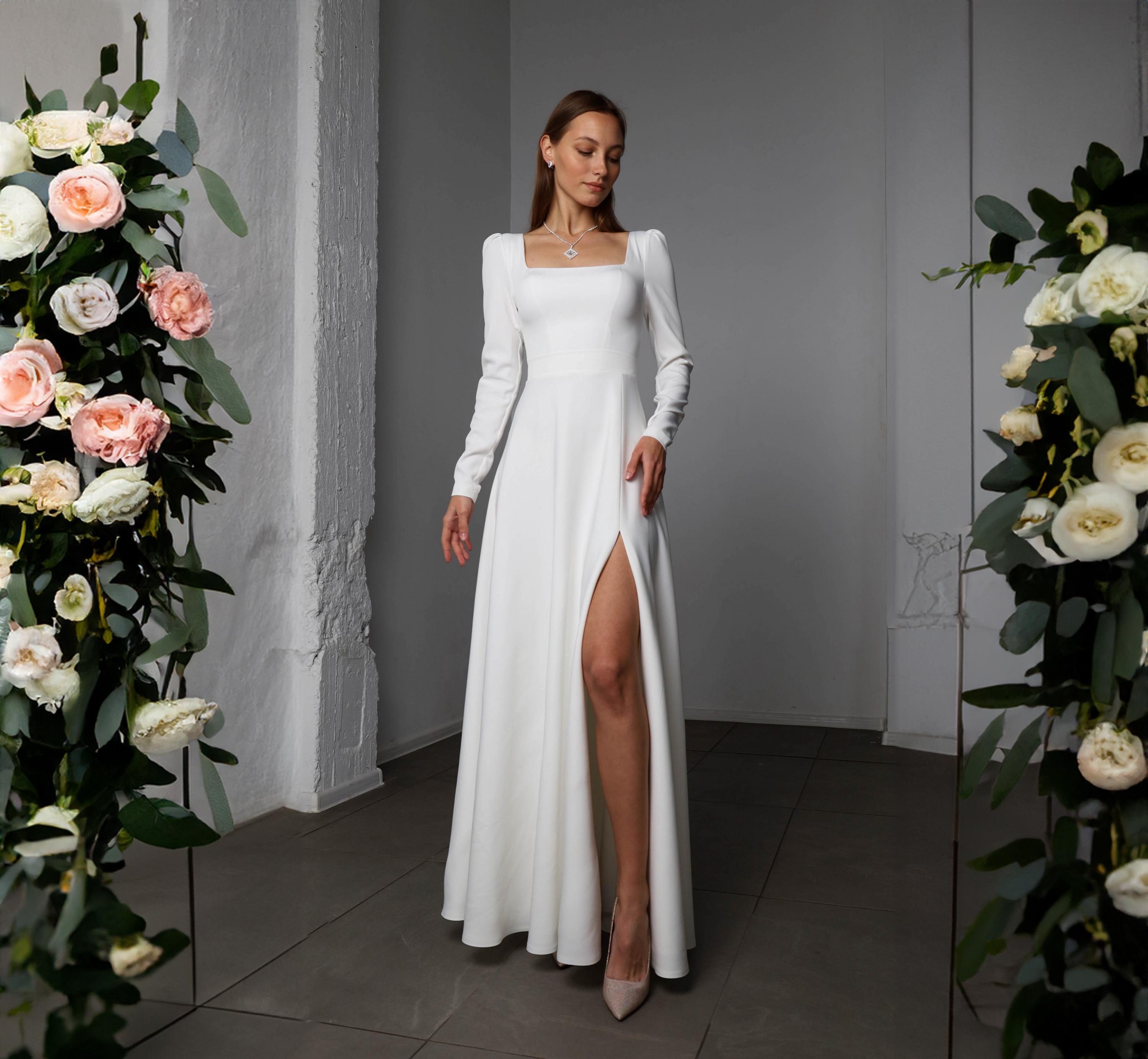 all white long fitted dress Long Sleeve Draped Structured Maxi Dress White