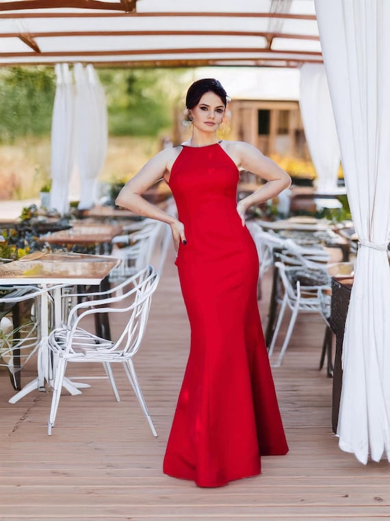 fitted lace wedding dress Red Cutout Maxi Dress main image 1
