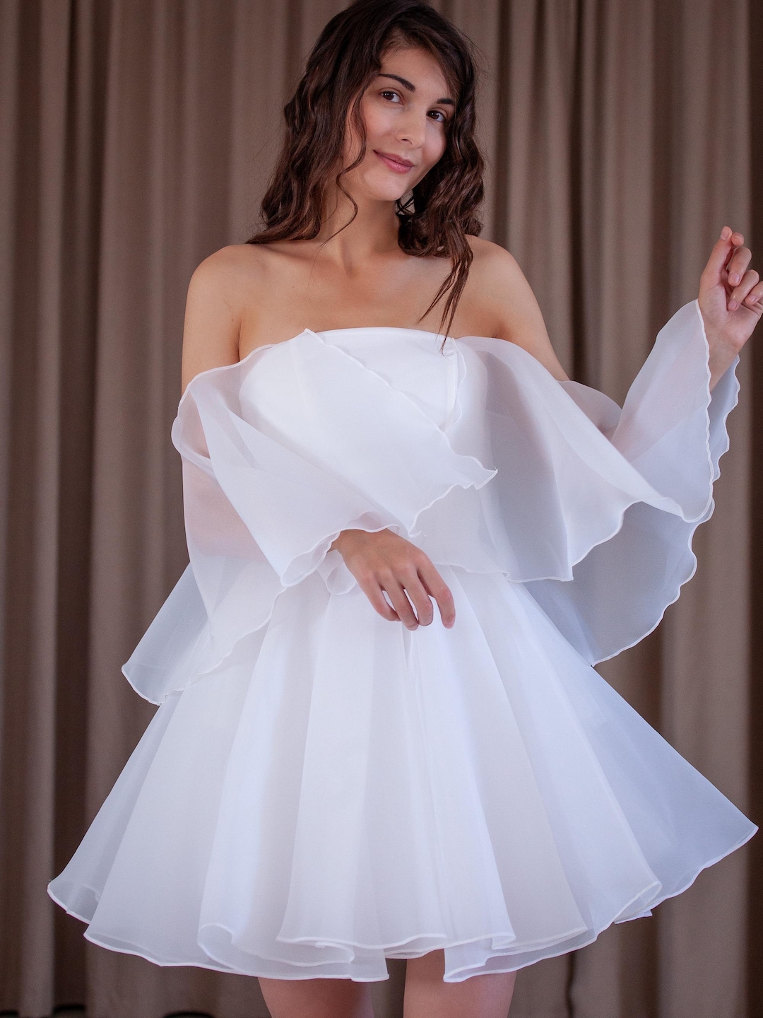 bridal cocktail dress white White A-line Midi Dress With Sweetheart Neckline and Wide Straps for Bridal or Cocktail Parties