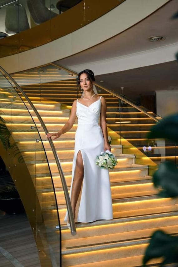 Simple White Wrap Maxi Dress: Sleeveless Backless A-Line Wedding Gown