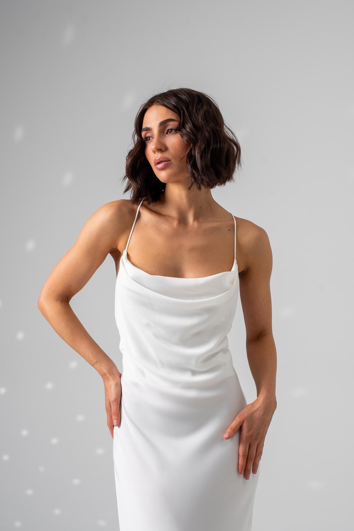 white satin dress bodycon Women's Sly Looks Mesh Yoke Bodycon Dress in White