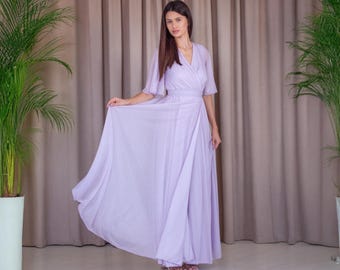 long lavender chiffon dress Lavender Bridesmaid Dress Chiffon Size 1X