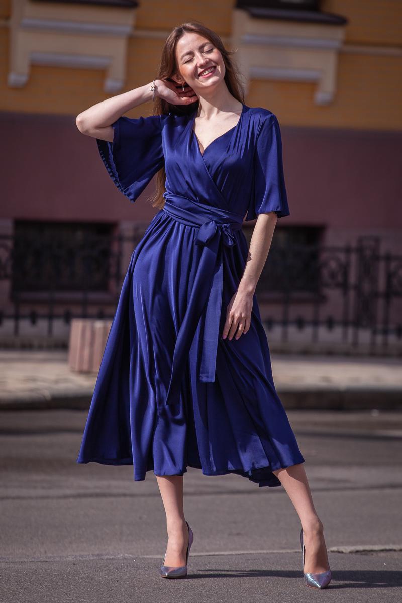 wrap cocktail dresses with sleeves Women's Chiffon Dress Long Sheer Sleeve Wrap Cocktail Midi Dresses