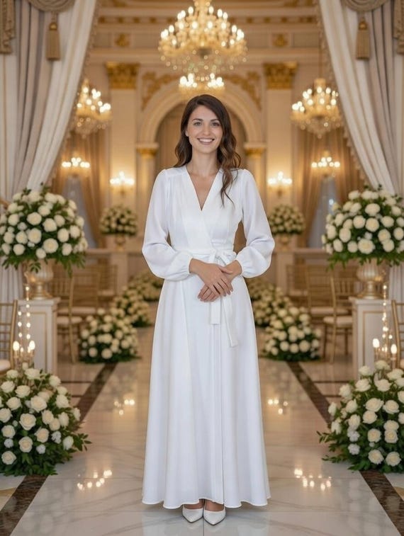 White Satin Maxi Dress Long Sleeve Elegant White Satin A-line Floor Length Long Sleeve Wrap White Satin Maxi Dress Long Sleeve Elegant White Satin A-line Floor Length Long Sleeve Wrap