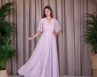 KEITH Wide Ruched Empire Waist Chiffon Long Gown - Etsy