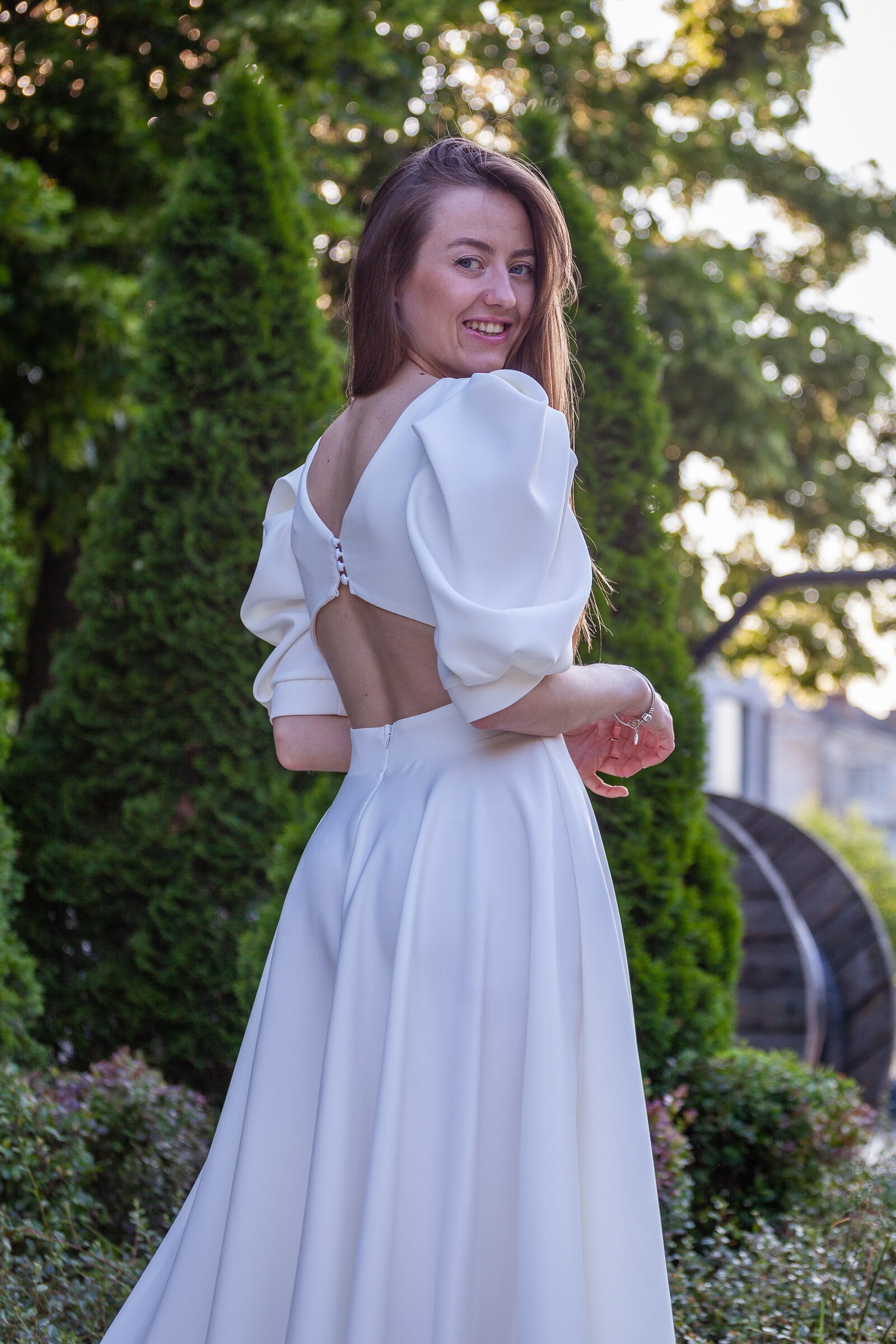 White Midi Dress: Open Back Fit & Flare Cocktail Outfit - Etsy White Midi Dress: Open Back Fit & Flare Cocktail Outfit - Etsy