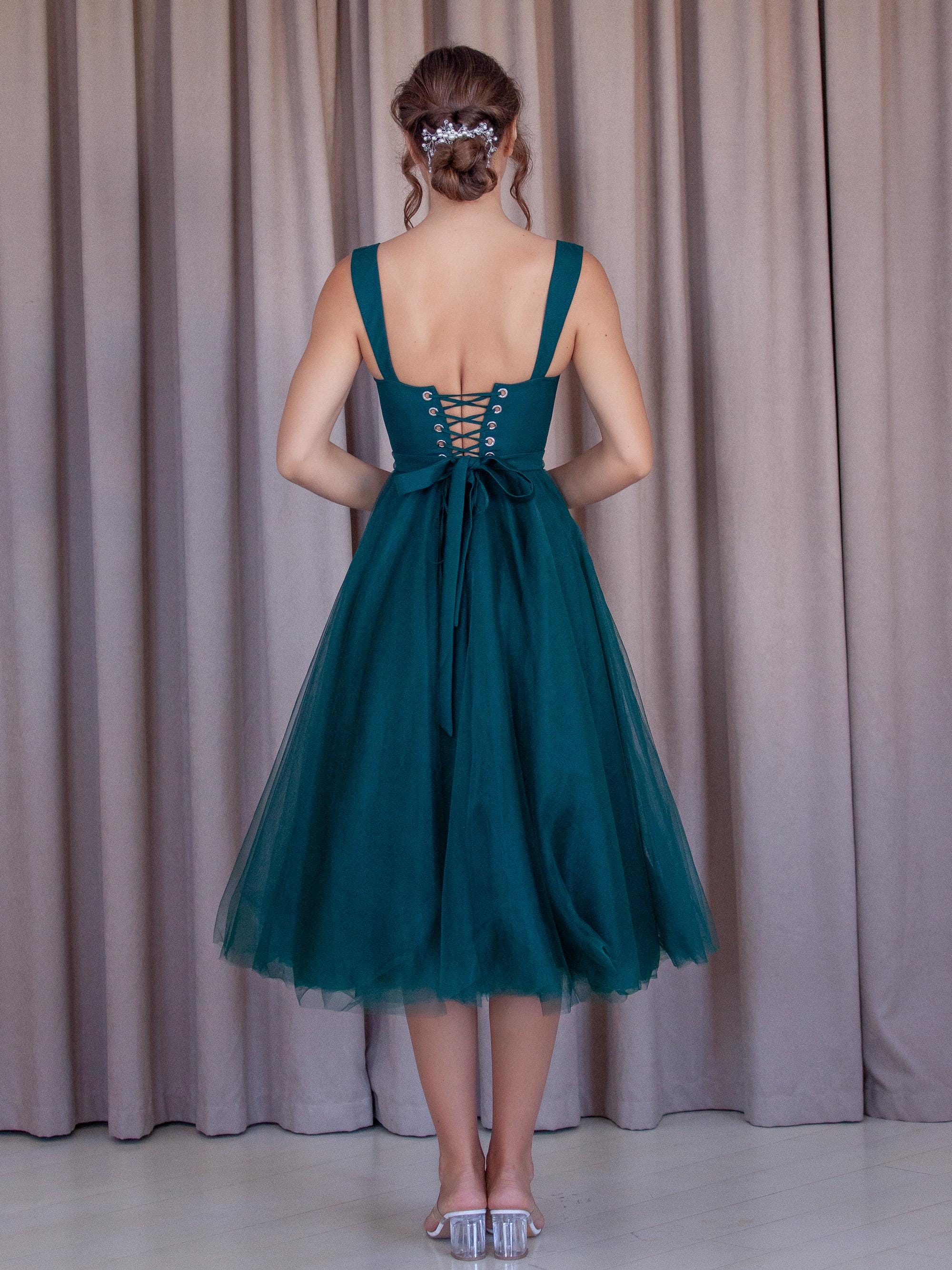 green emerald velvet dress Allegra K Work Dress for Women's Elegant Square Neck 3/4 Sleeve Belted  Pleated a Line Church Midi Dress Dark Green XS at Amazon Women's Clothing  store main image 0