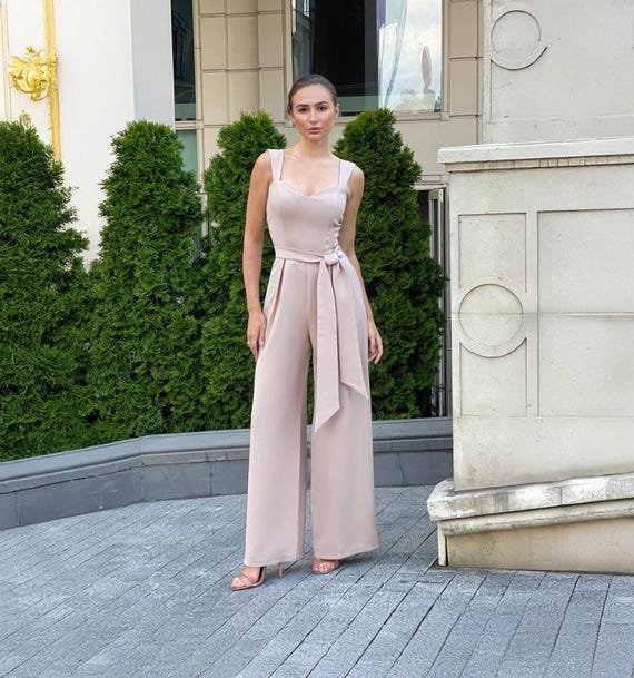 open lace back dress 2026 Mother of The Jumpsuit Elegant Women's Ruched Chiffon V-Neck 3/4 Sleeves Formal Guest Evening Gowns Dusty Rose, Dusty Rose
