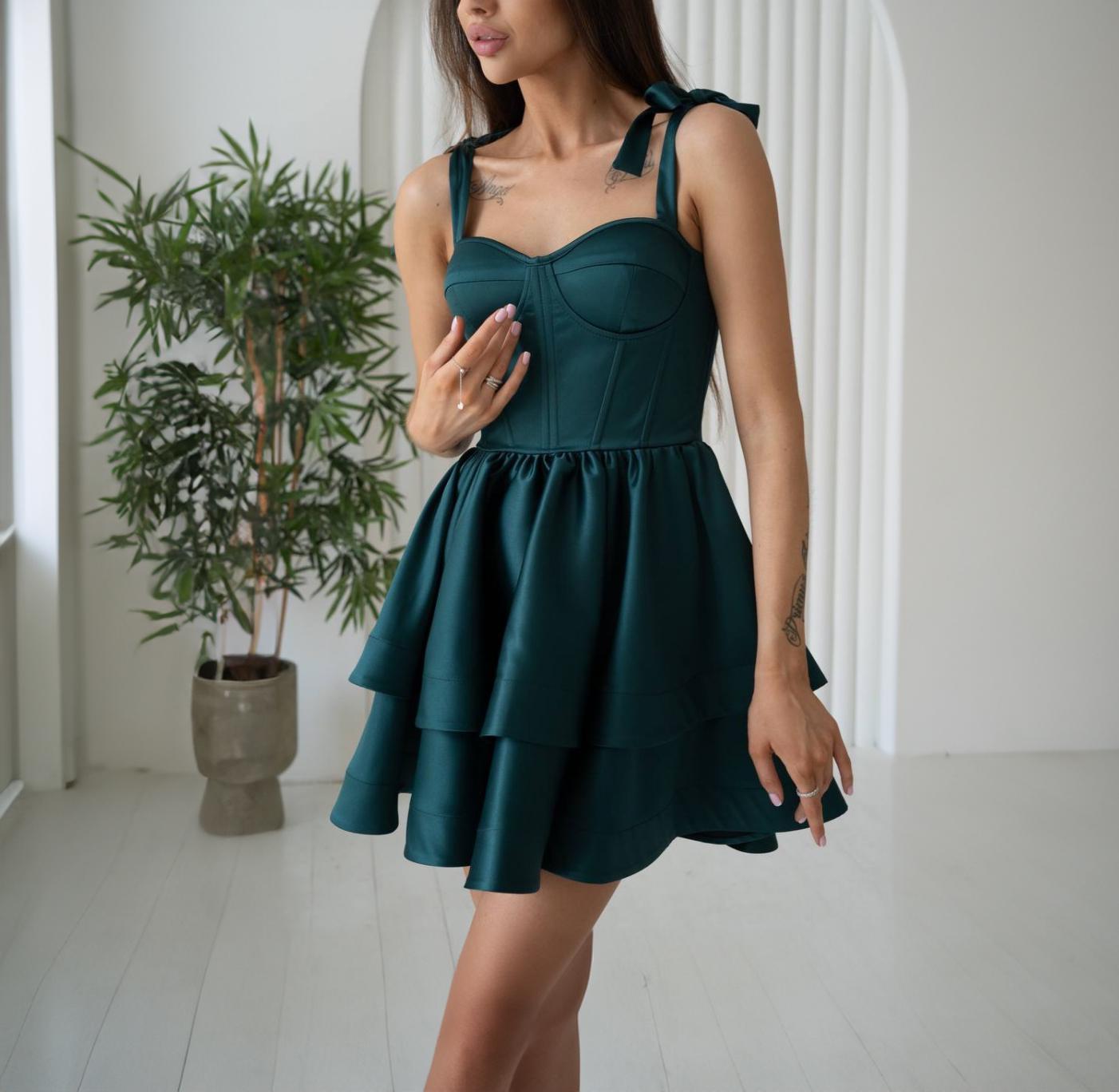 mini quinceanera dresses emerald green Scoop Neck Floor Length Satin Flower Girl Dress with Pearl Beaded Waist Cinderella Couture 5118