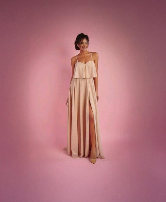 Gold Chiffon Maxi Dress: Sleeveless A-line Formal Gown - Etsy Israel Gold Chiffon Maxi Dress: Sleeveless A-line Formal Gown - Etsy Israel