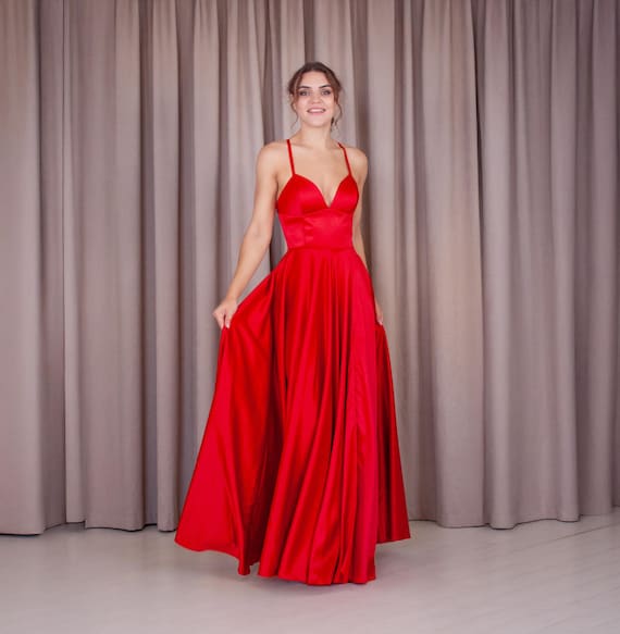 strapless open back dress Florencia Red Two-Piece Ruffle Maxi Dress – Dressereal main image 0