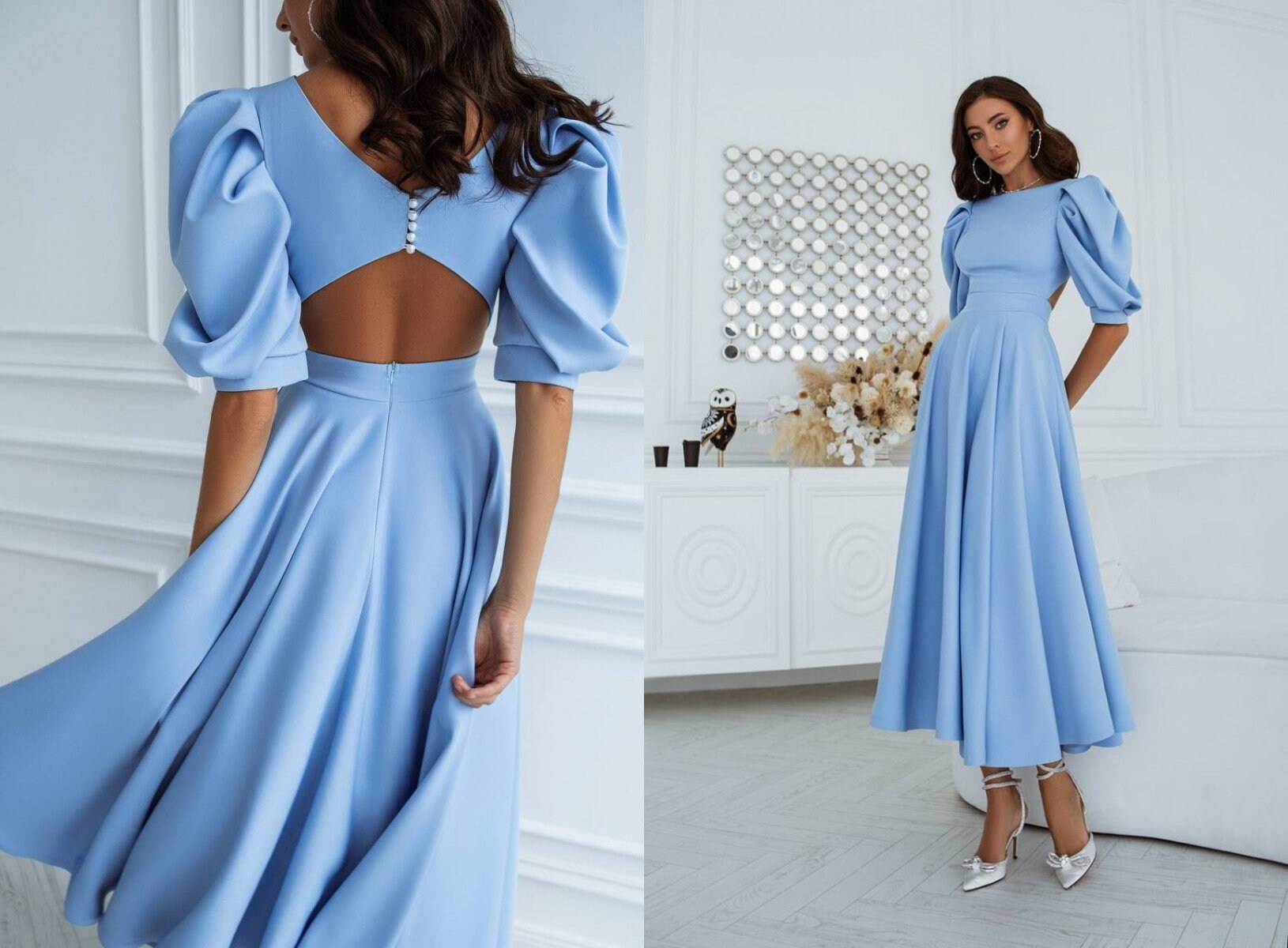 Sky Blue Long Dress -  Canada