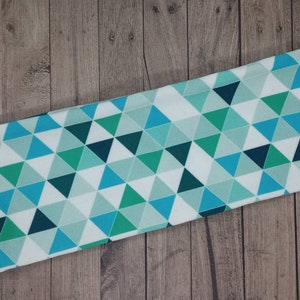 Extra soft no slip sports headband - double layered - jogging headband - Blue White Geometric - for Adults and Kids
