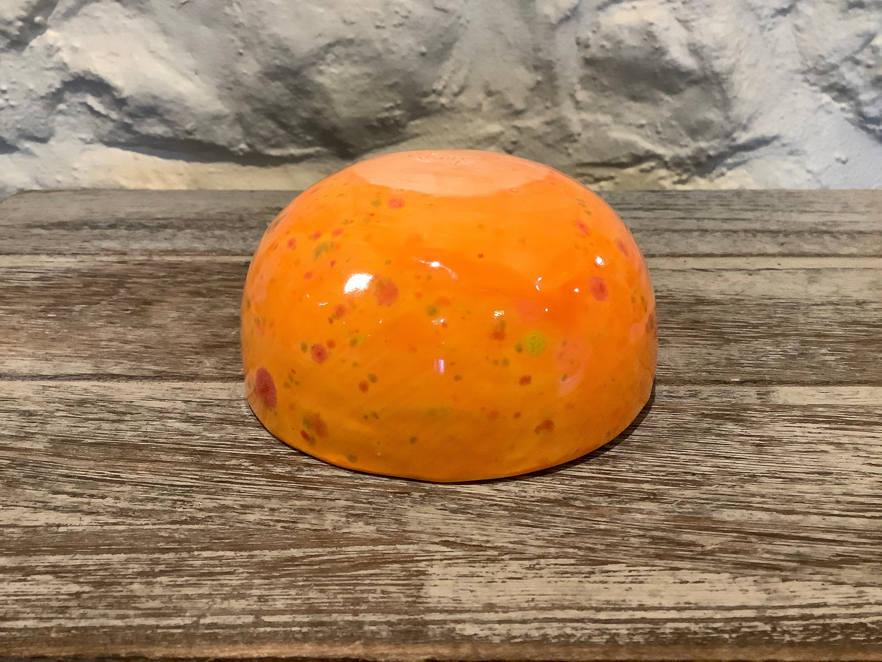 Hand made hand painted funky orange bowl. made in Wales Etsy