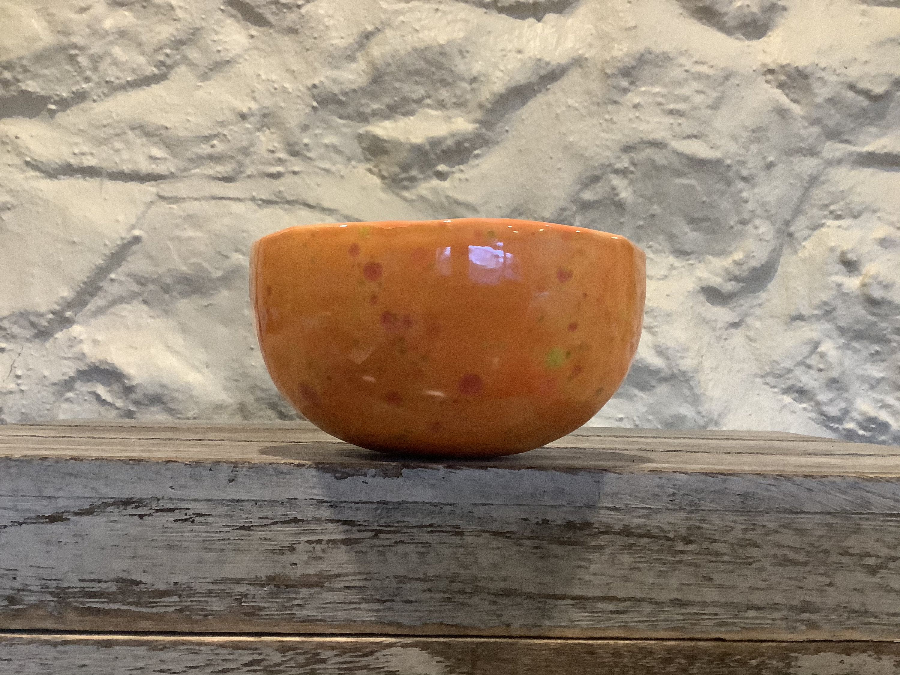 Hand made hand painted funky orange bowl. made in Wales Etsy