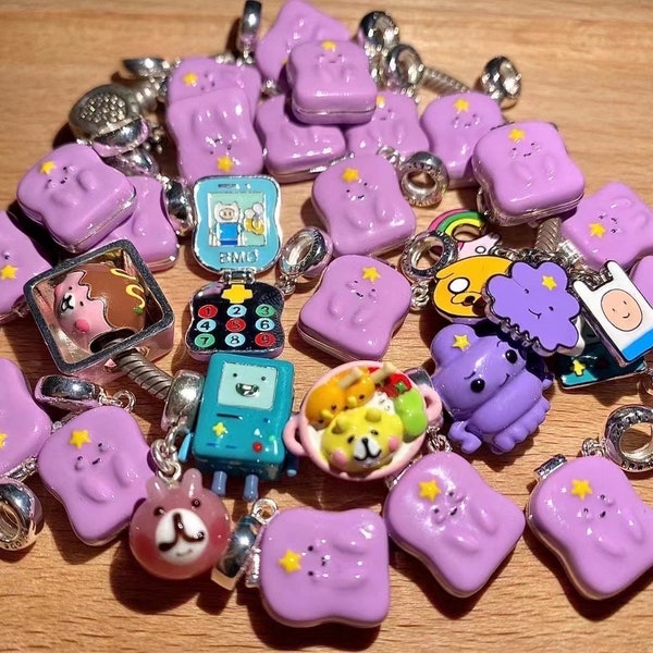 Adventure Time Handmade Lumpy Space Princess Flip Phone Sterling Silver S925 Pandora Bracelet Charm Necklace Pendant Miniature Beads