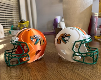 Florida A&M University 3D-Printed Mini Football Helmet | Alumni Gift | HBCU Collectible | FAMU Decor | Rattler Pride |