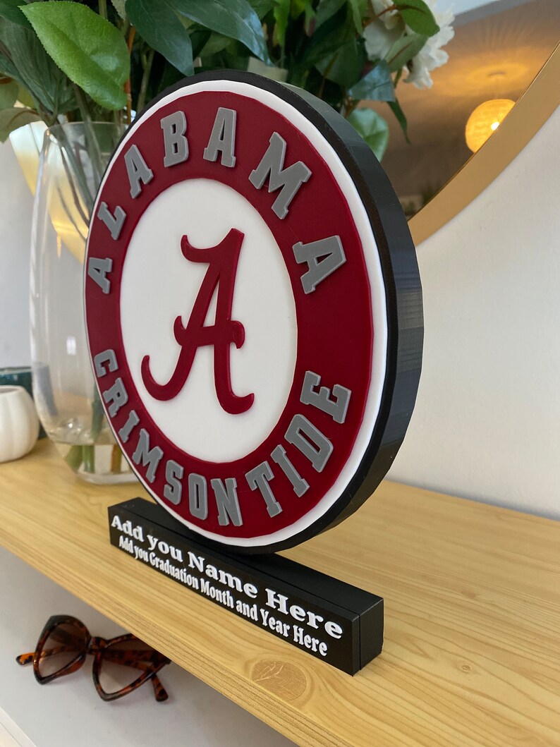 University of Alabama 3D Printed Desktop Sign — 9” Tall Crimson Tide ...