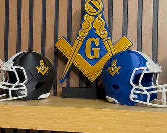 Freemason Mini Football Helmet | Masonic Desk Décor | Square & Compass Display | Freemason Gift | Lodge  Man Cave Decoration