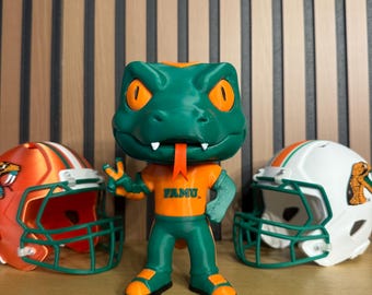 FAMU Inspired Rattler Figurine, 7.5 Inch Desk Decor, HBCU Collectible Shelf Decor, Orange and Green Alumni Gift, 3D Printed Mascot Figure