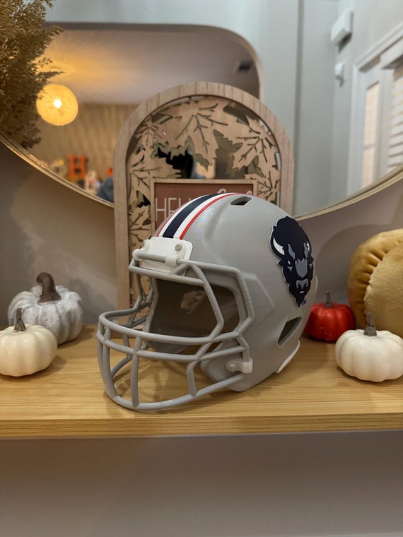 decorative football helmet Bronzed Helmet-Ultimate in Sports Memoribilia Antique Bronze A 24 tall floral pick with metallic glittered flat foam football decorations in navy blue and red 24