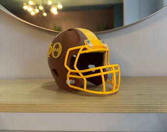 Iota Phi Theta Mini Football Helmet | ΙΦΘ Fraternity Desk Decor | Brown & Gold Greek Gift | 3D Printed Iota Collectible