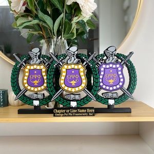 9.75” 3D Omega Psi Phi Inc 1911 Shield Desk Sign Paraphernalia