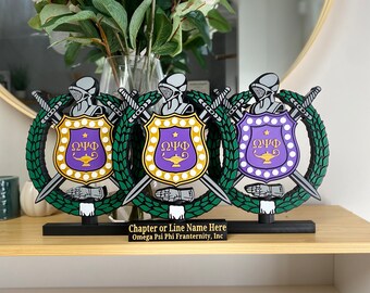 9.75” 3D Omega Psi Phi Inc 1911 Shield Desk Sign Paraphernalia