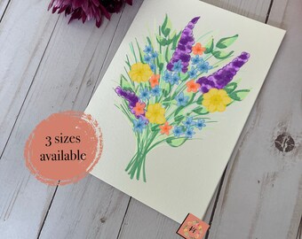 Lavender Bouquet Card, Any occasion, happy birthday, get well soon card, handmade, digital download, flower card, flowers, cute card, floral