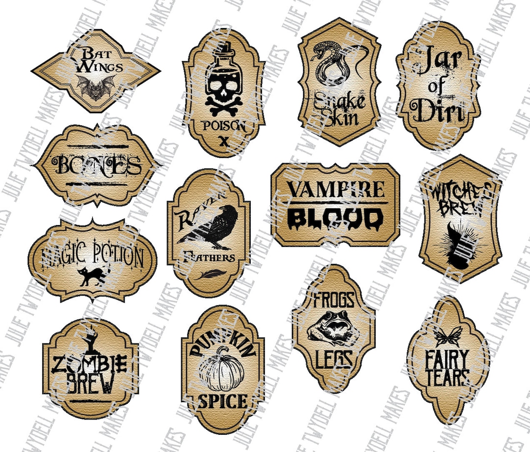 Instant Halloween Printable Labels - Made to Be Scaled to Any Size ...