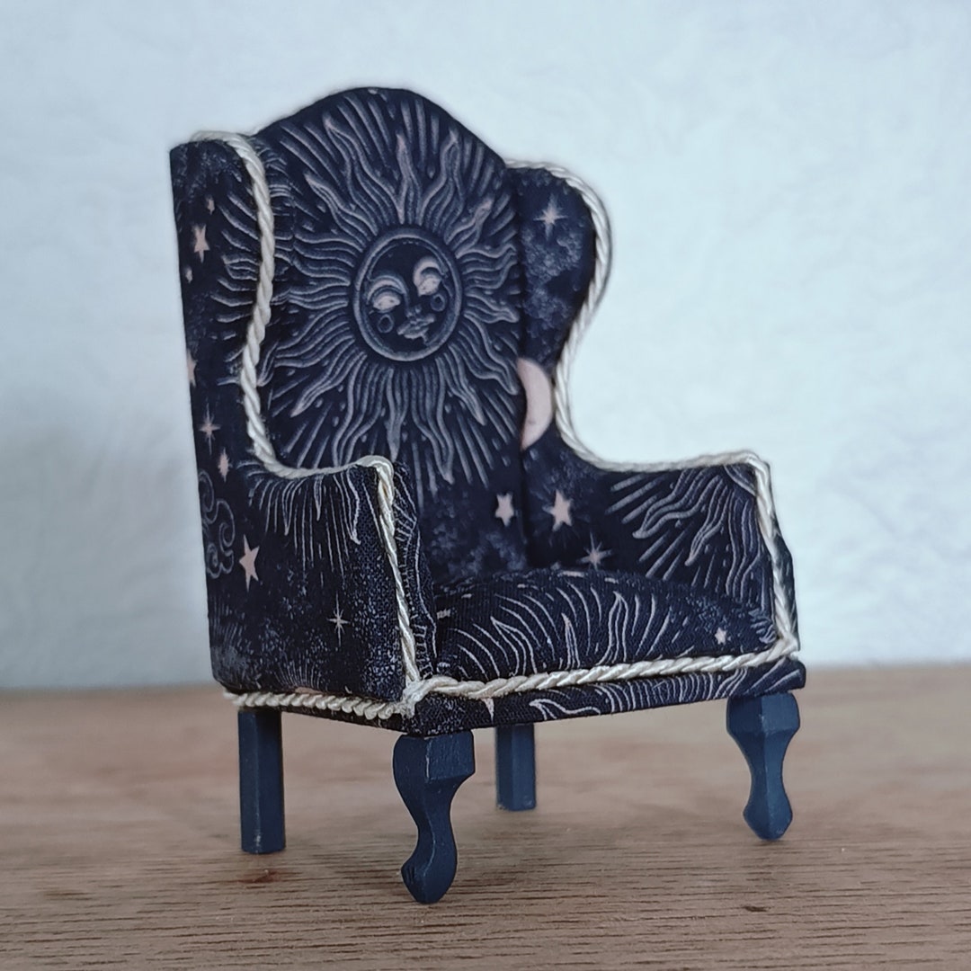 Astrology Miniature Chair Sun, Moon & Stars dollhouse 1/12 Scale Queen