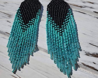 Alaska native beaded earrings (Arctic Ice)