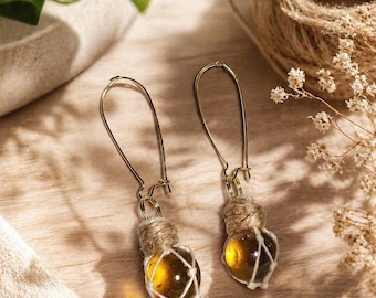 Alaska Native Glass Fishing Float Earrings (sunflower)