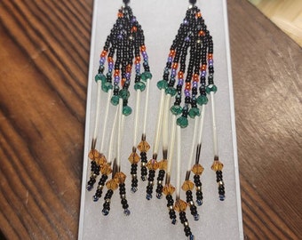 Night sky Porcupine Beaded earrings